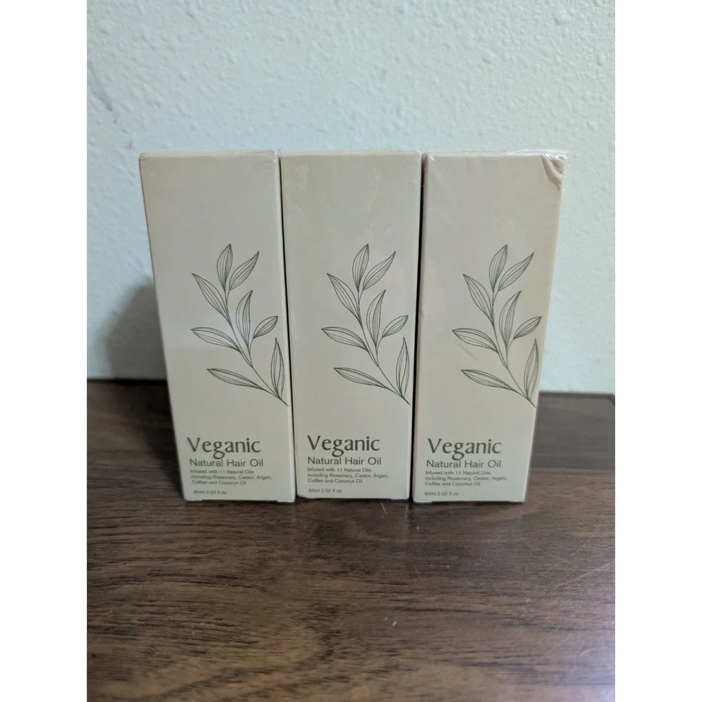 Veganic Natural Hair Growth Oil 2oz Lot Rosemary Castor Argan Coconut Oil X 3